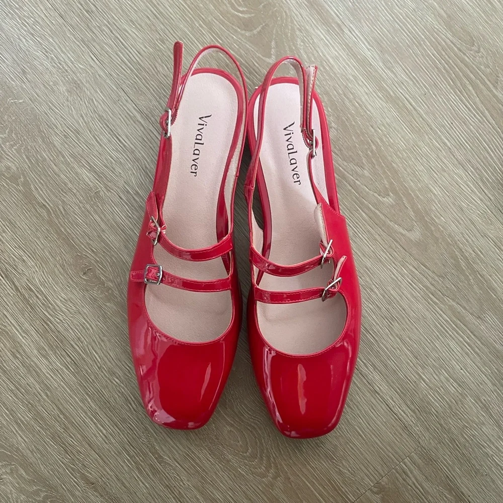 Red Patent Leather Women's Dress Shoes - Picture 4 of 5